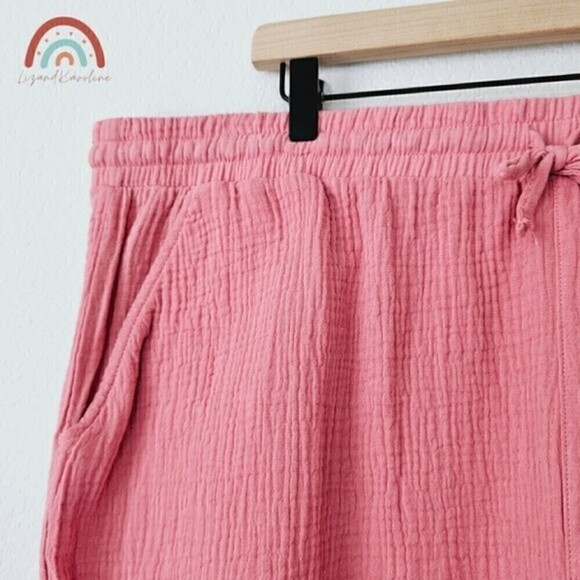 New! Angels Gauzy Cotton High Waist Stripes Pull On Pink Shorts - Picture 3 of 8